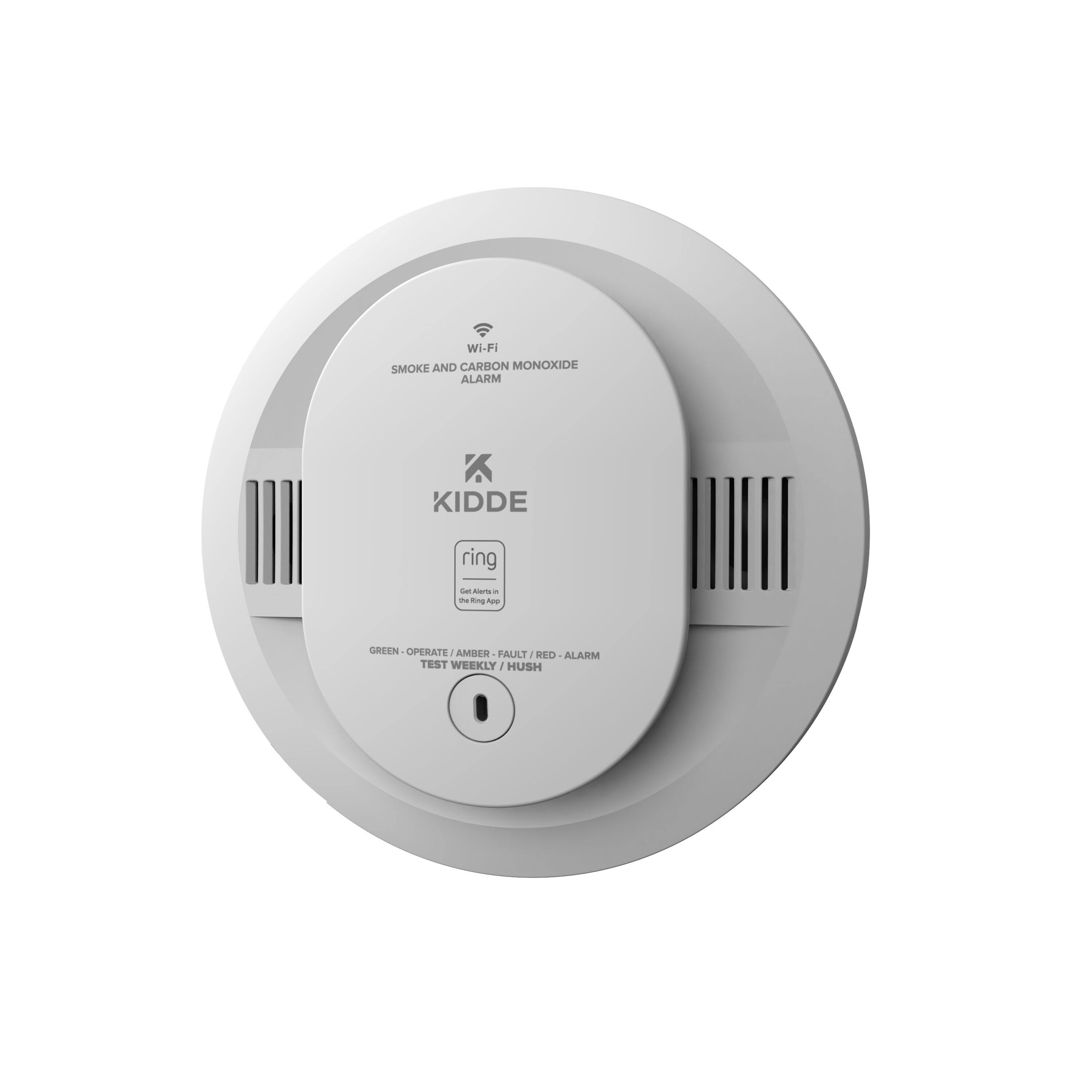 Wi-Fi SMOKE AND CARBON MONOXIDE ALARM  
KIDDE  
ring  
GREEN - OPERATE / AMBER - FAULT / RED - ALARM  
TEST WEEKLY / HUSH
