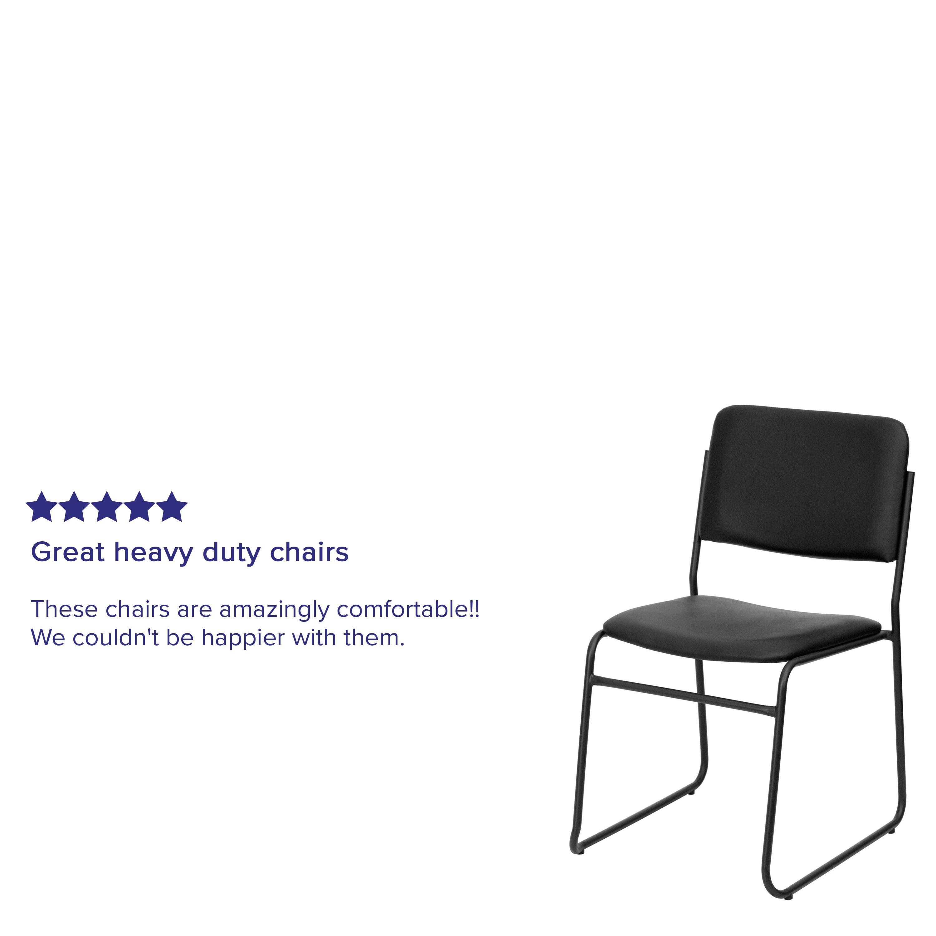 Great heavy duty chairs

These chairs are amazingly comfortable!! We couldn't be happier with them.
