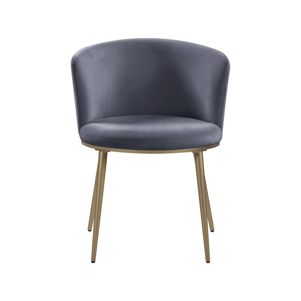 Alt View 2. Meridian Furniture - Skylar Grey Velvet Dining Chair, Set of 2 - Grey.