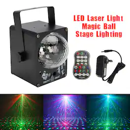 Topteng - RGB Magic Ball Stage Light with Laser-60 Dynamic Patterns, Remote&Sound Control, 130mW Red/Green Beam, Aluminum Housing