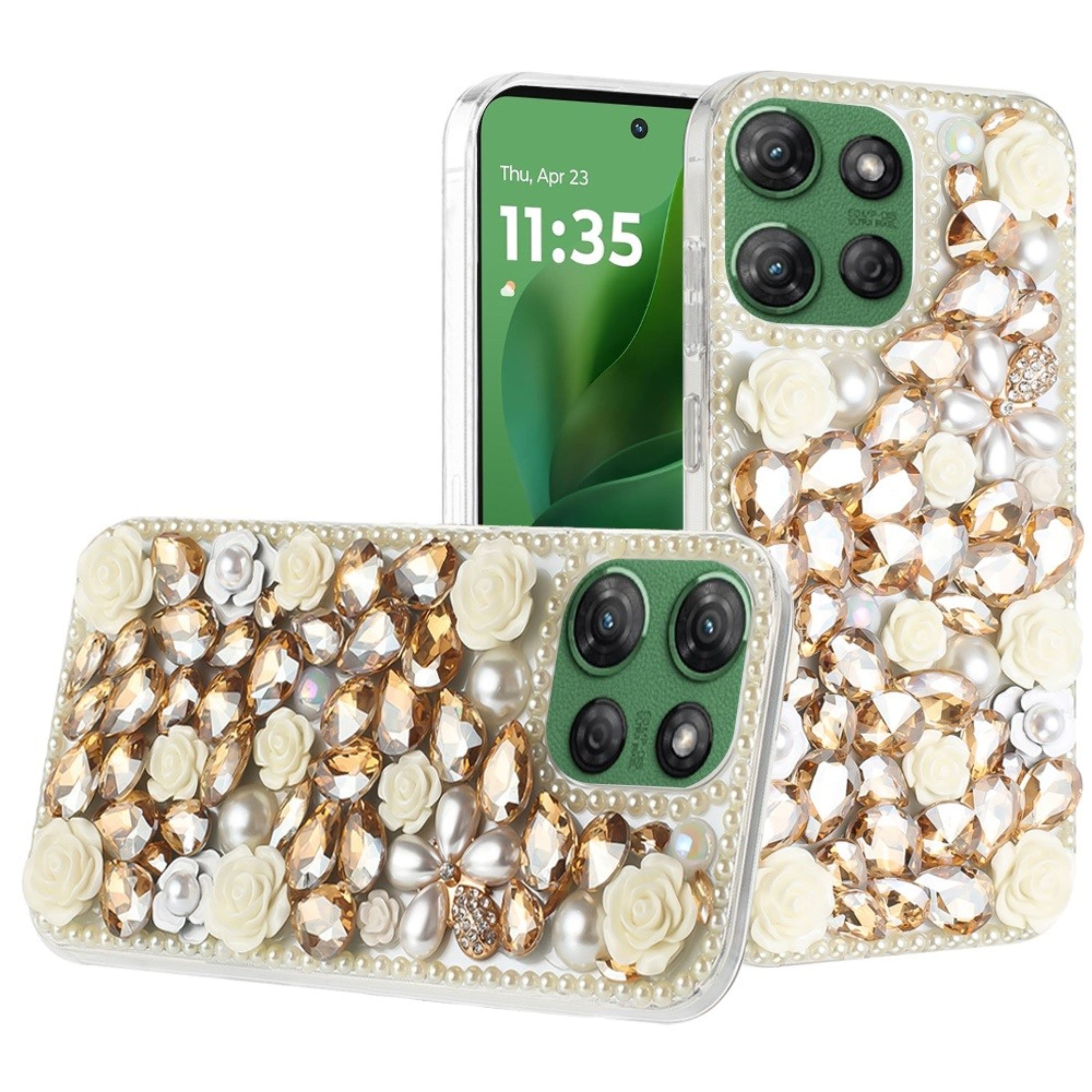 Kitcheniva - Elegant Rose Crystal Case With Tempered Glass For Moto G Power 2025/2026 Yellow - Gold price history on PriceWatchPro