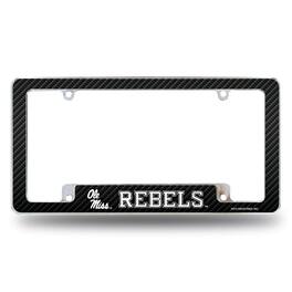 Rico Industries - Mississippi Ole Miss Rebels Chrome Metal License Plate Frame with Carbon Fiber Design - Multi