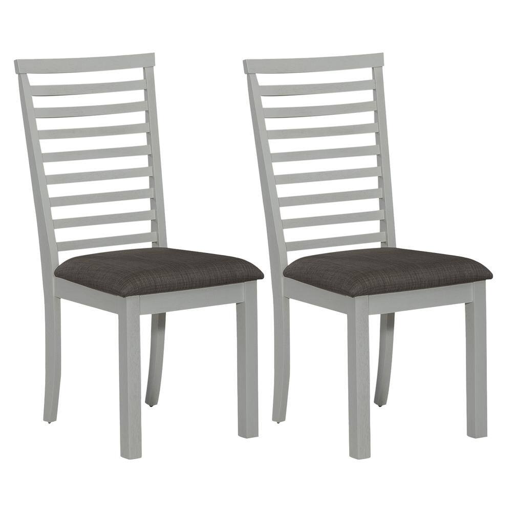 Alt View 3. Liberty Furniture Industries - Uph Ladder Back Side Chair (RTA) - Set of 2 Transitional White - Grey.
