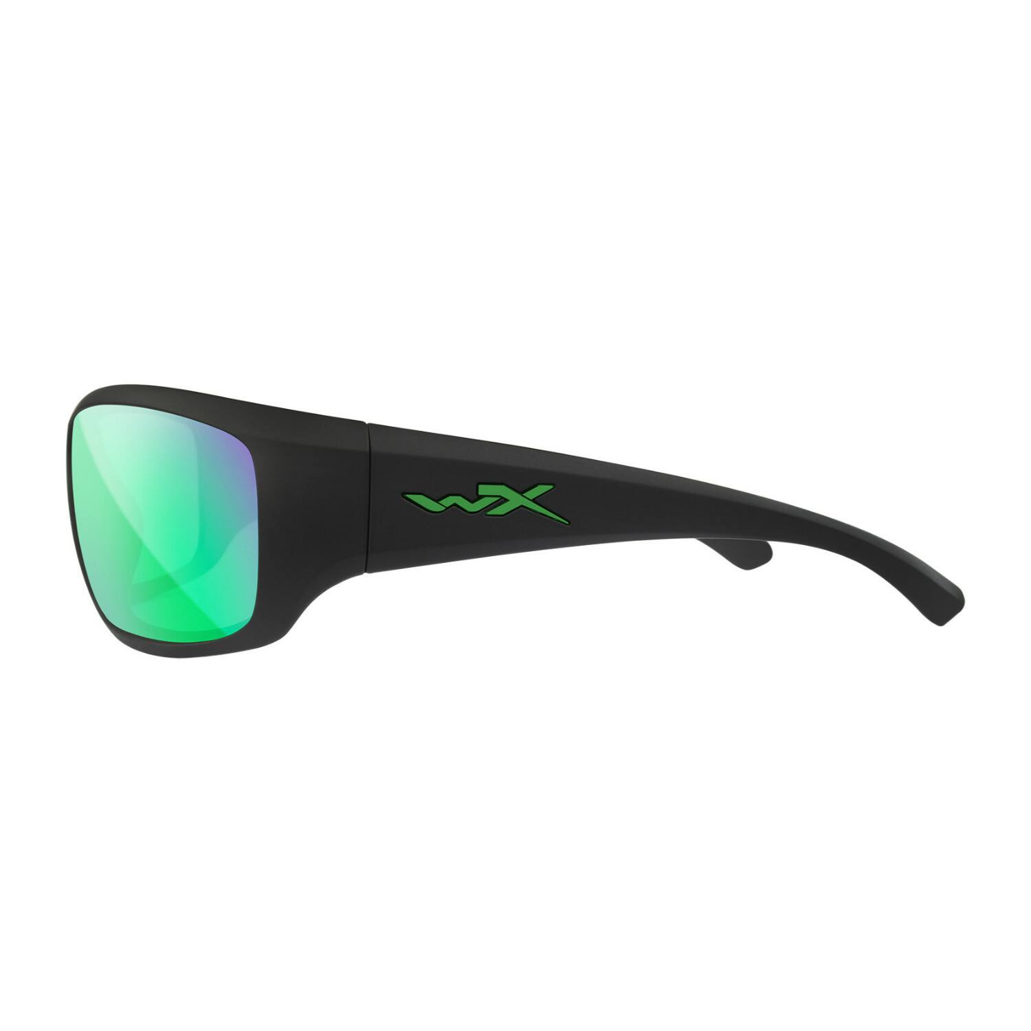 Angle. Wiley X - Wiley-X WX Omega Sunglasses (Captivate Polarized Green Mirror Lens, Black Frame) - Green.