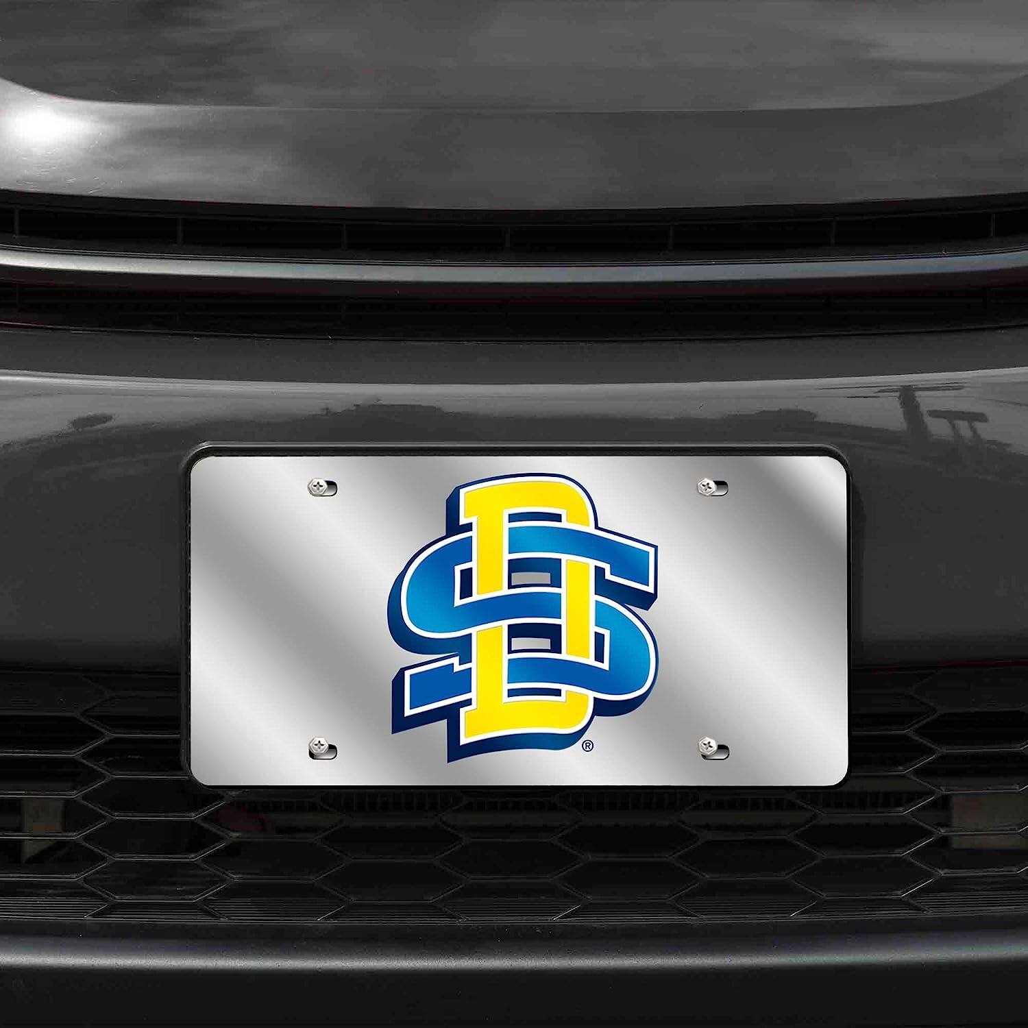 Alt View 1. Rico Industries - South Dakota State Jackrabbits Mirrored Laser Cut License Plate Laser Tag - Multi.