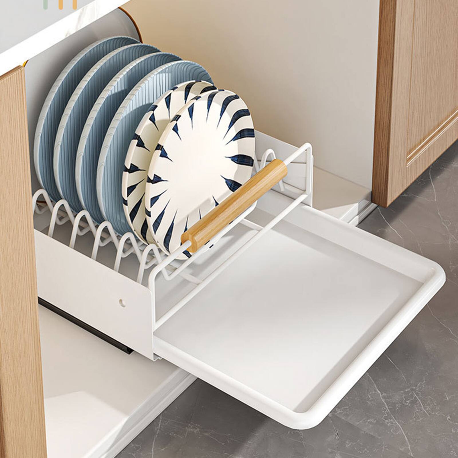 Left. GARVEE - Pull out Cabinet Organizer, Expandable under sink organizer, Slide out Drawers for Pots, Pans, Pullout Cabinet Shelves - White.