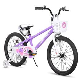 JOYSTAR - Pluto 18" Kids Bike with Light Up Training Wheels, Kids' Bicycle for Boys Girls Ages 5-9, Children Bikes - Purple