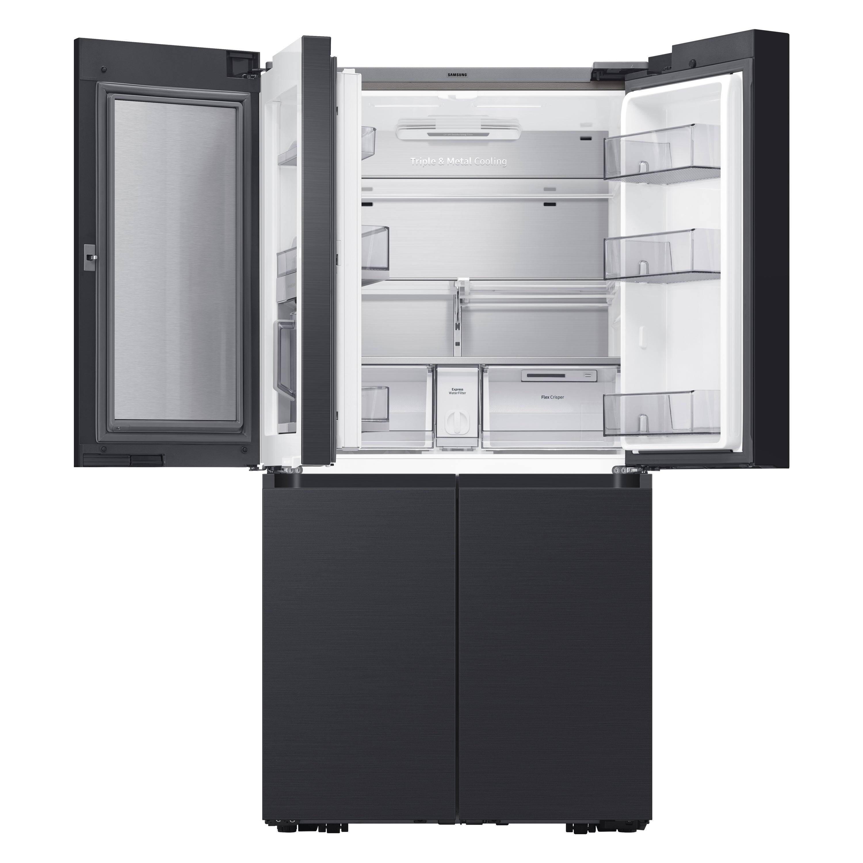 Alt View 13. Samsung - BESPOKE 29 cu. ft. 4-Door Flex French Door Smart Refrigerator with Customizable Panel Colors - Matte Black Steel.