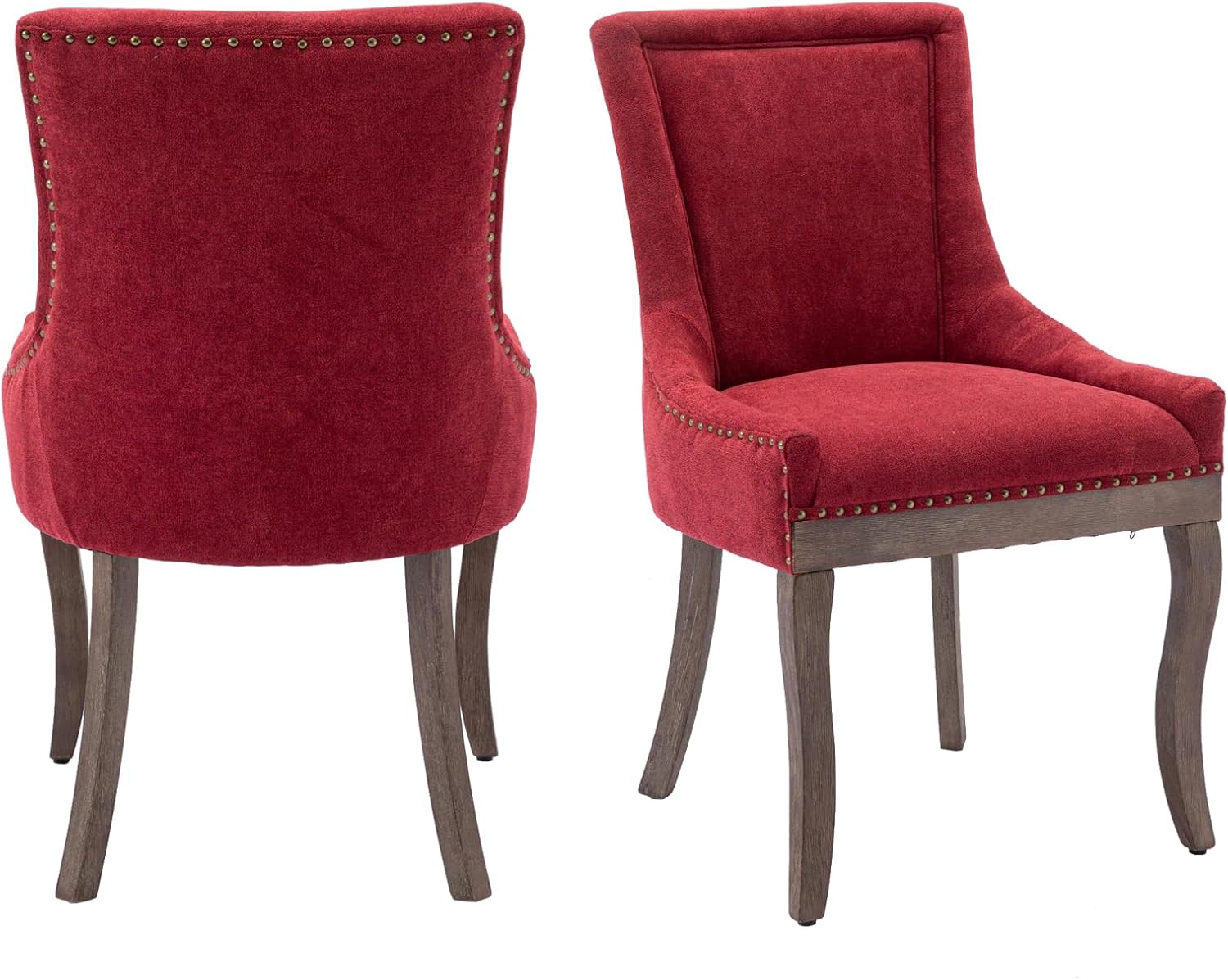 Alt View 1. Trinkets Crazed -  Upholstered Side Chairs Set of 2, Solid Wood Kitchen Dining Room Chairs with Nailheads Legs - burgundy.