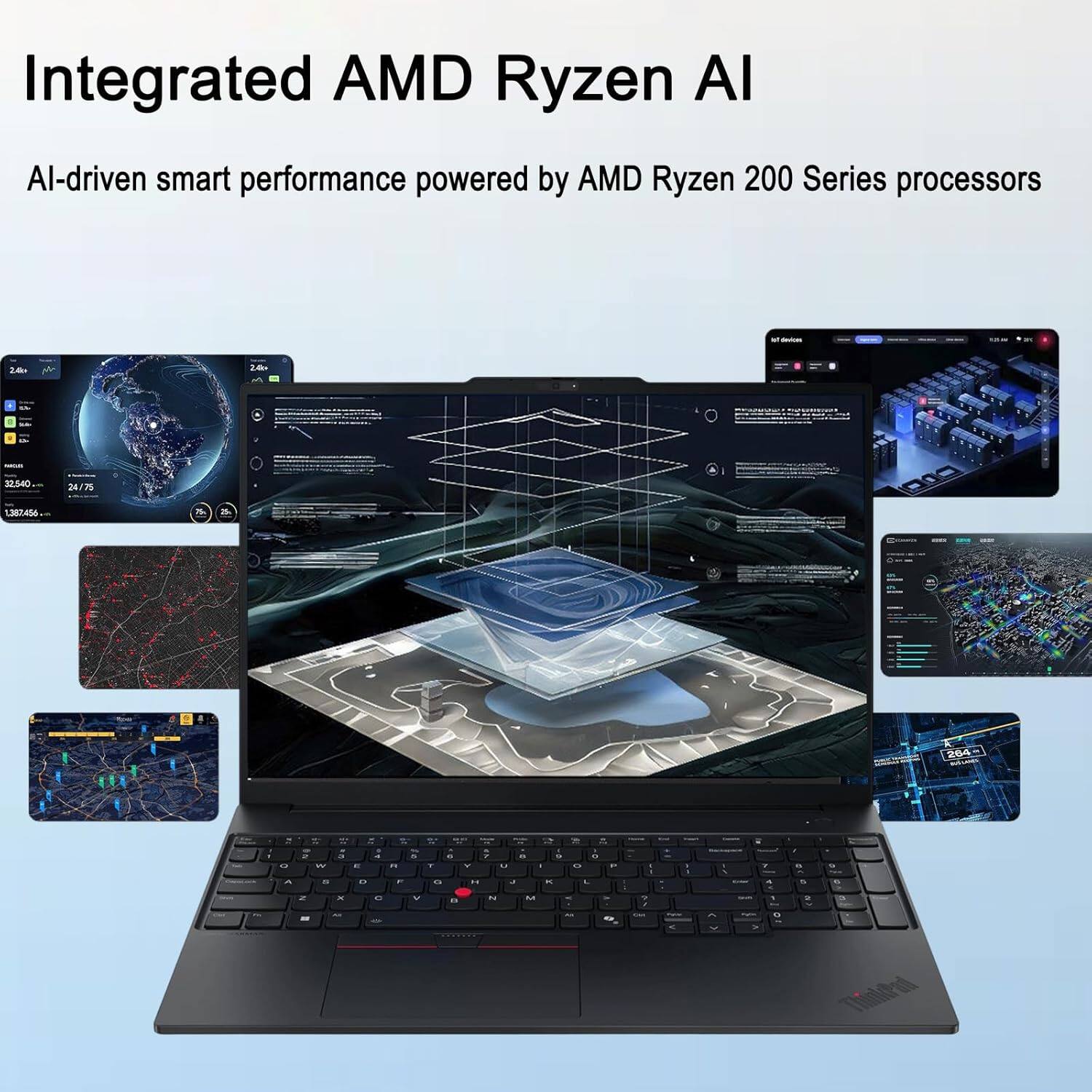 Integrated AMD Ryzen AI  
AI-driven smart performance powered by AMD Ryzen 200 Series processors