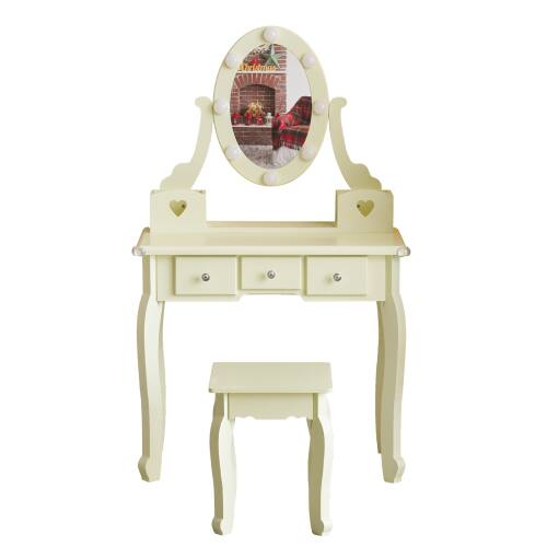 Winado - Kids Pretend Play Kids Vanity Table & Chair Vanity Set with Mirror Girls Makeup - Yellow