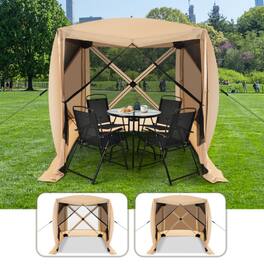 Mondawe - 6.7x6.7 Ft Pop Up Gazebo w/ Netting & Carry Bag UV 50+ 4 Mesh Walls Portable Outdoor Shelter - Coffee