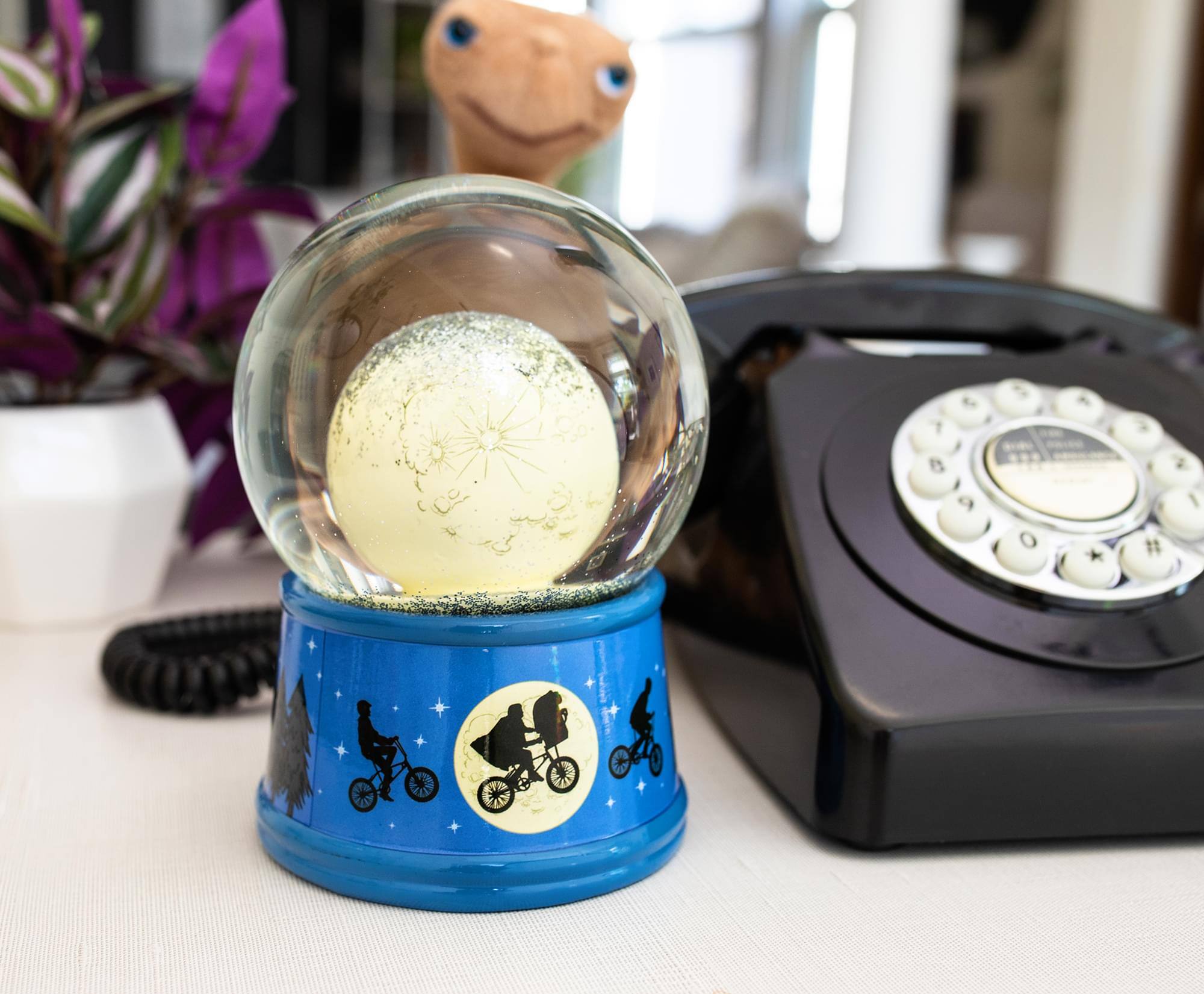 Alt View 2. Silver Buffalo - E.T. The Extra-Terrestrial Bike Moon Collectible Snow Globe | 6 Inches Tall - Blue.