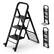 Front. Costway - 2-in-1 Ladder and Hand Truck Combo Collapsible 3-Step Ladder with Wheels - Black.