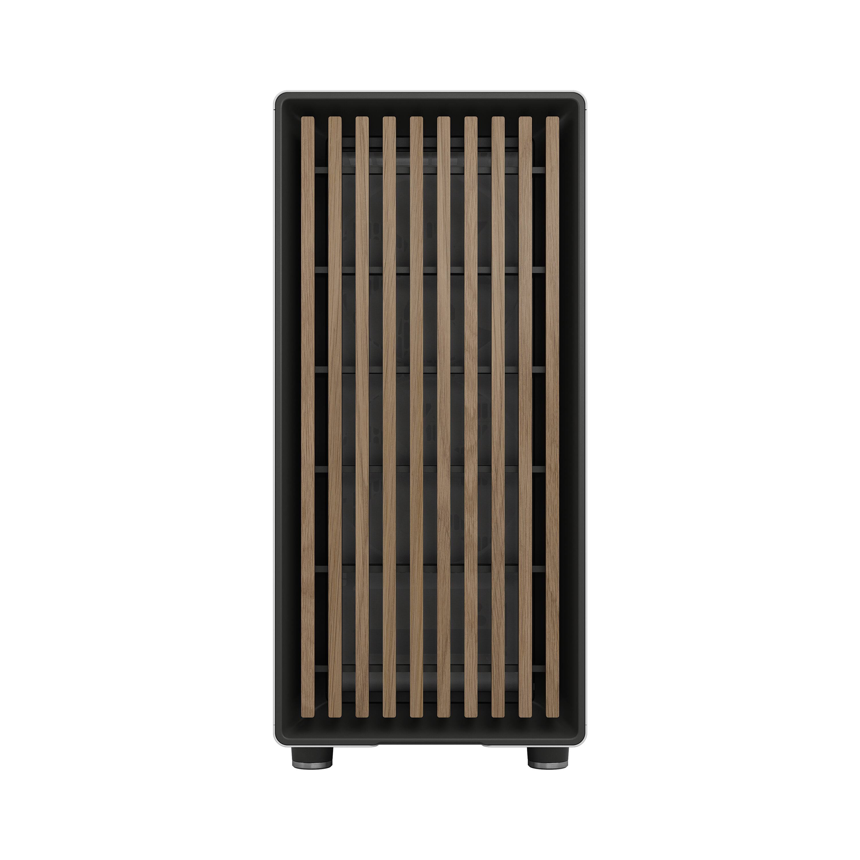 Alt View 17. Fractal Design - North Chalk White with Oak Front and Clear TG Side Panel Mid-Tower PC Case - White.