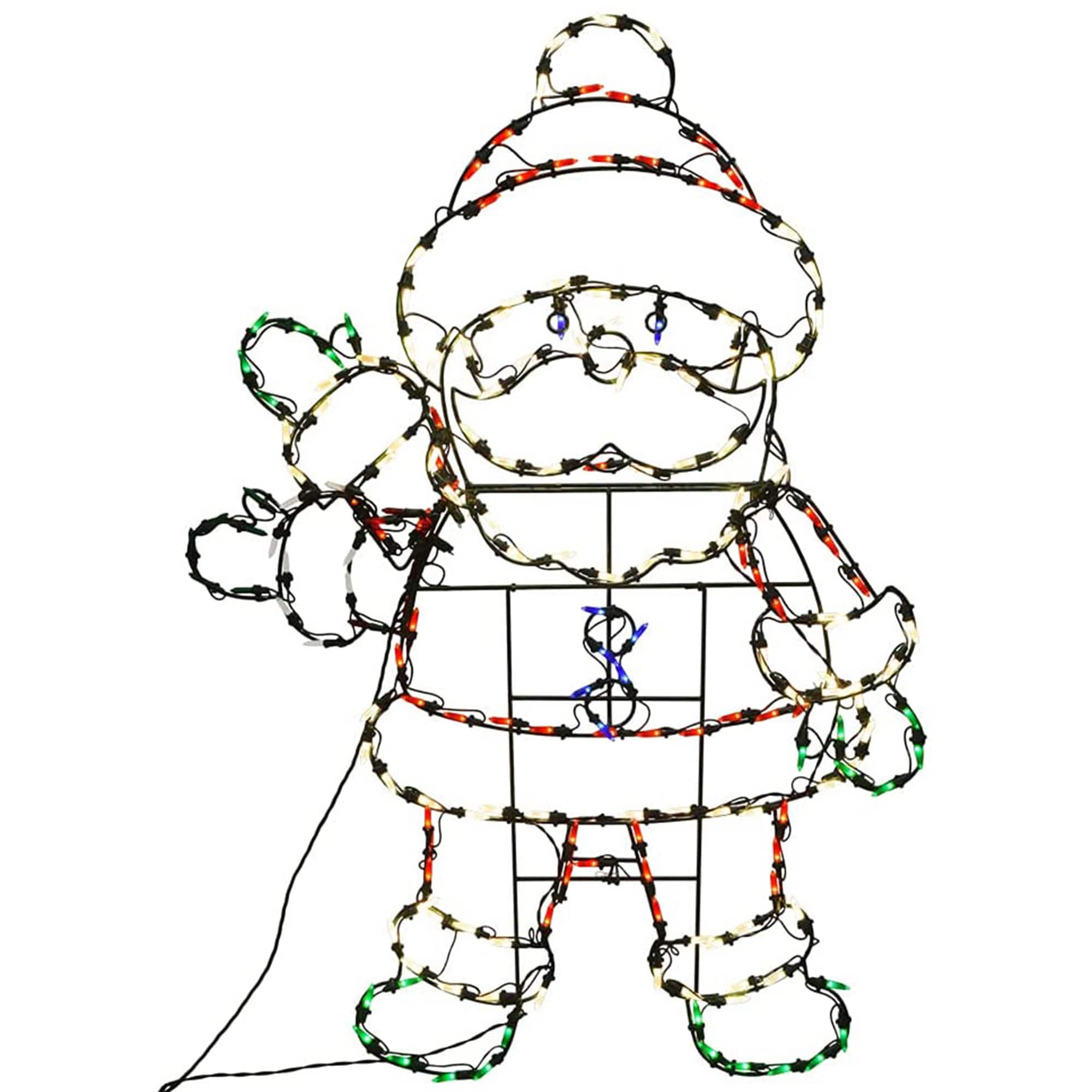 ProductWorks - 48" Pro-Line LED Animation Waving Santa Christmas Yard Decoration - Multicolored