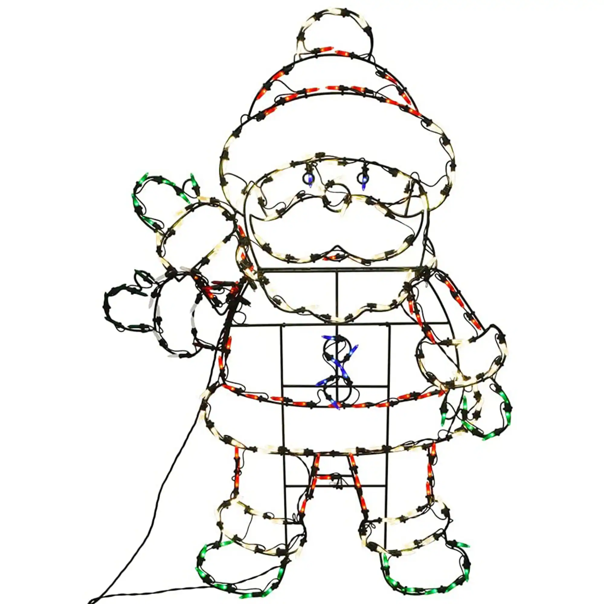 ProductWorks - 48" Pro-Line LED Animation Waving Santa Christmas Yard Decoration - Multicolored