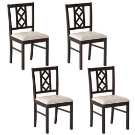 Costway - Dining Chairs Set of 4 with Hollowed Backrest & Padded Seat for Living Room Kitchen - Walnut