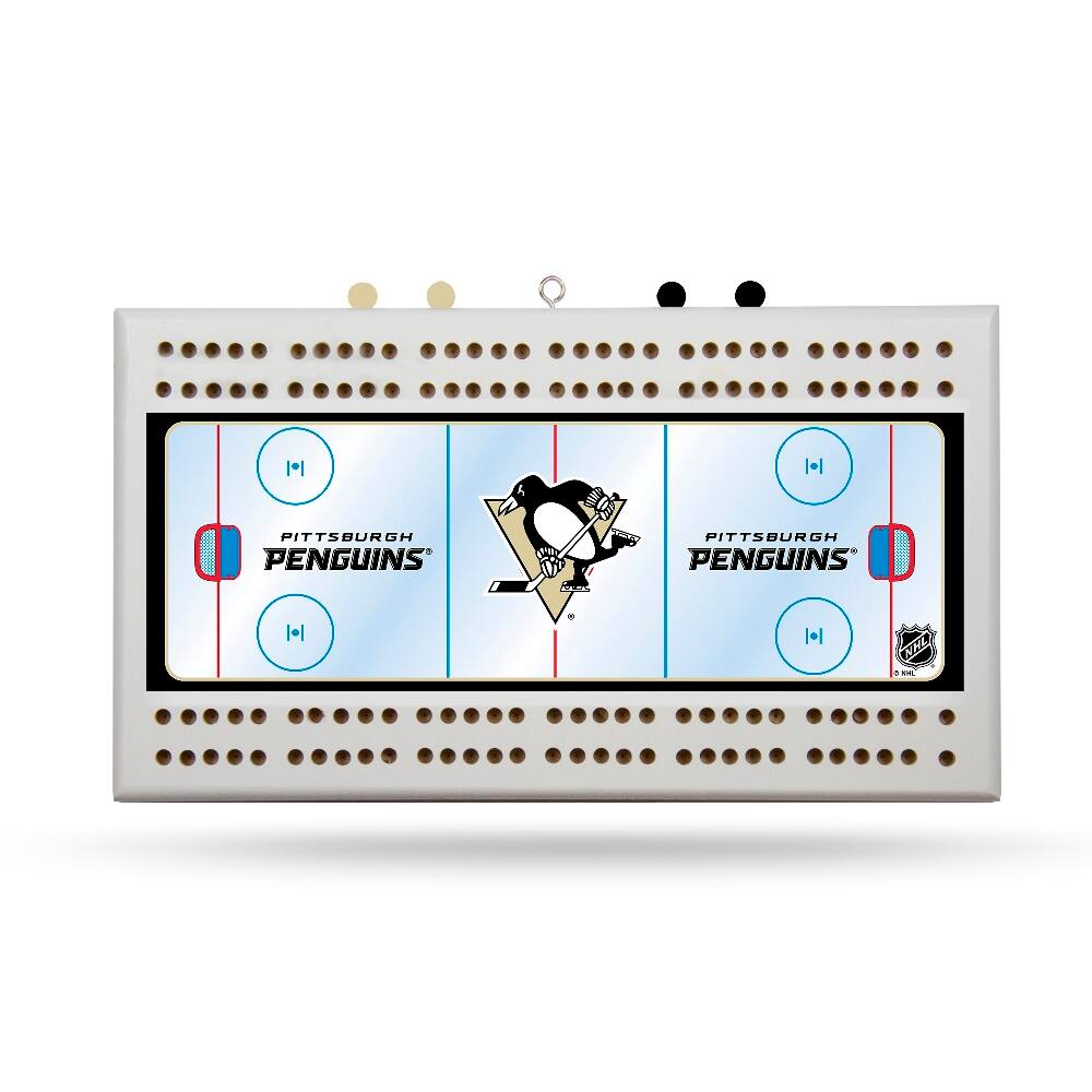 Rico Industries - Pittsburgh Penguins Hockey Classic Two-Track Wood Cribbage Board with Team Logo - Multi