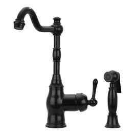 Solid Brass One-Handle 360° Swivel Widespread Kitchen Faucet with Side Spray