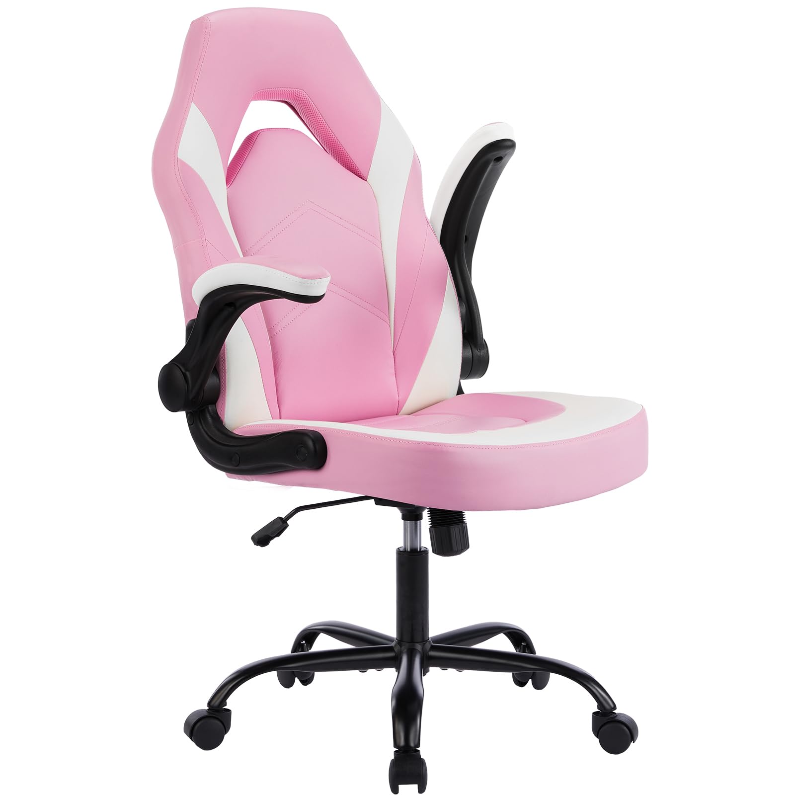 Angle. Hirose Alice - DUMOS Gaming Ergonomic Office Chair for Adults, Height Adjustable Computer Desk Chair with Flip-up Armrests... - Pink 19.7"D x 26"W x 41.8"H.