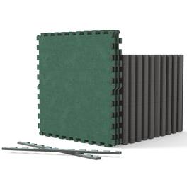 Costway - 50 Pack-200 Sq.Ft. Foam Floor Tiles Interlocking Carpet Tiles with Edge Borders - Green