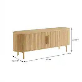FurniFact - Wooden Record Player Cabinet with Vinyl Storage for Entertainment Rooms - Ash