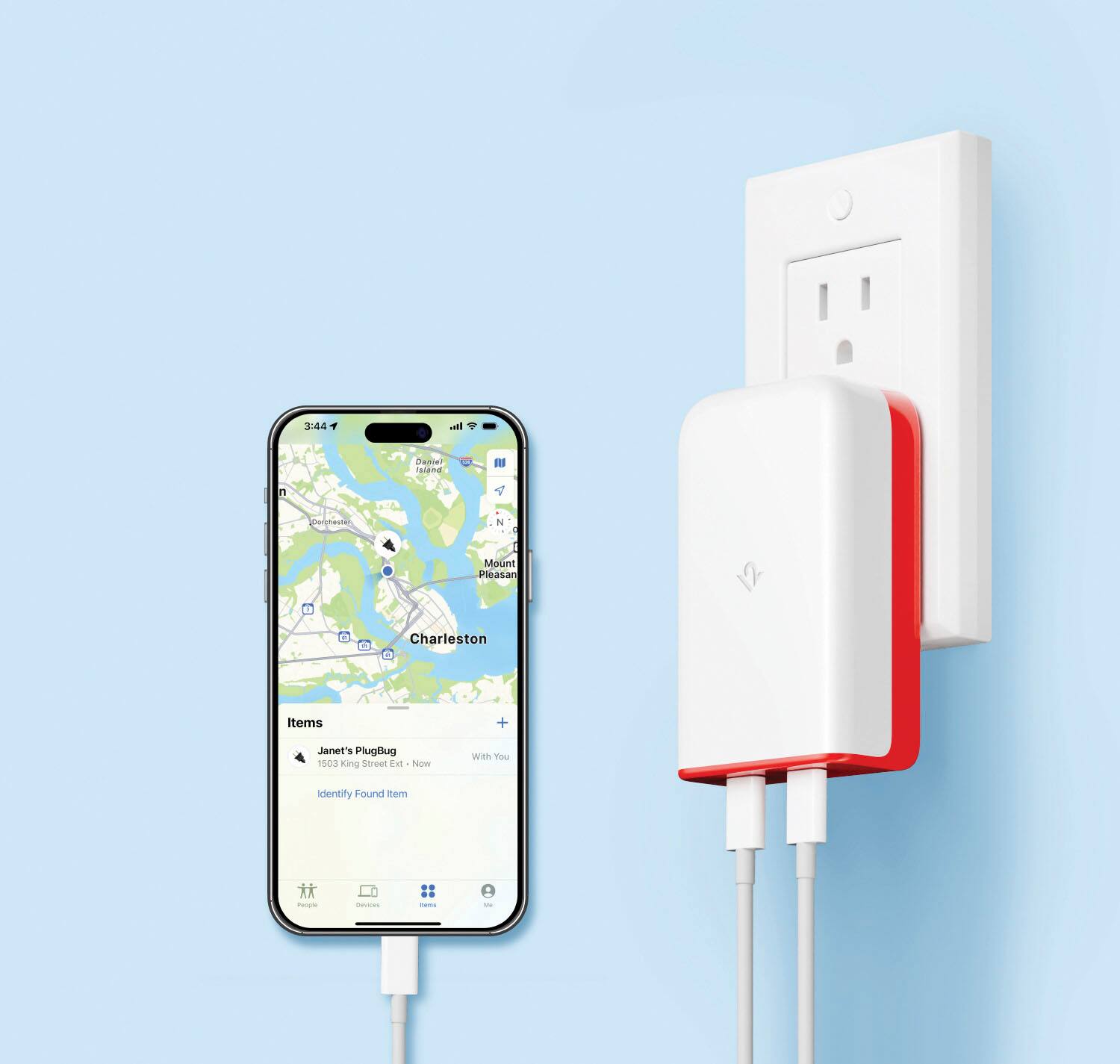 The text on the image reads: "3:44 + 1503 Sing Street Charleston Items + Janet's PlugBug."