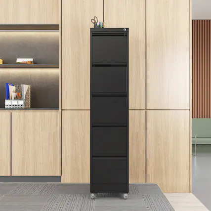 Front. Anysun - Anysun High-Capacity Vertical Lockable Removable File Cabinet with Full-Extension Drawers - Black.