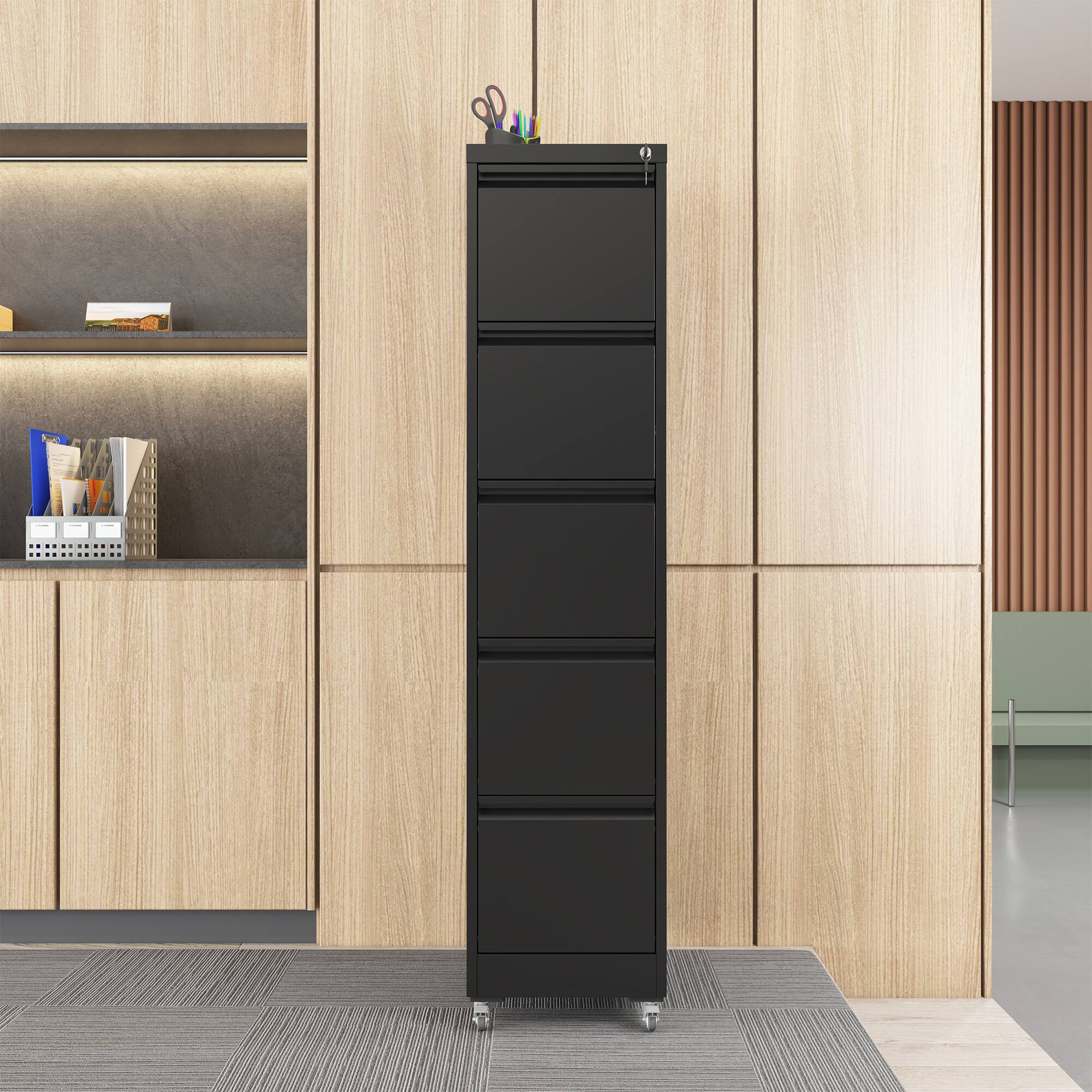 Front. Anysun - Anysun High-Capacity Vertical Lockable Removable File Cabinet with Full-Extension Drawers - Black.