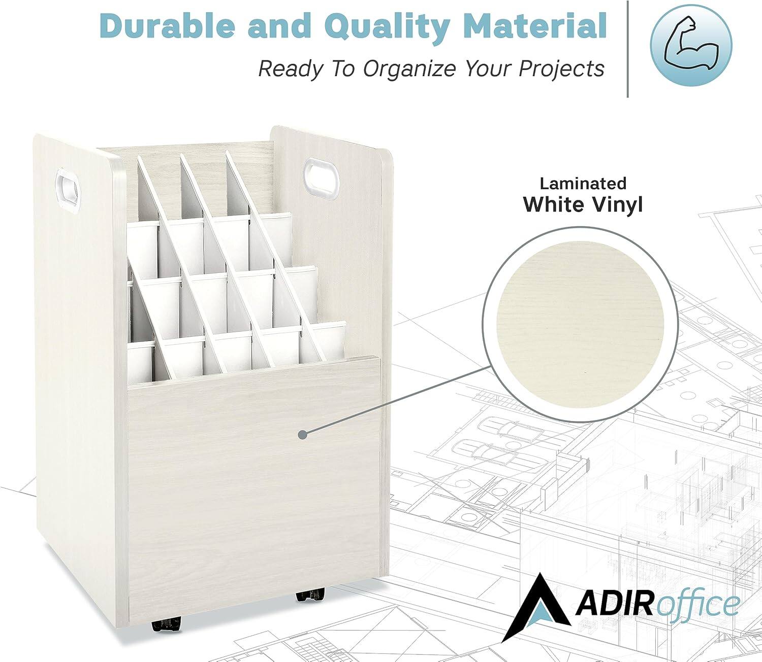 Durable and Quality Material
Ready To Organize Your Projects
Laminated White Vinyl
ADIR office