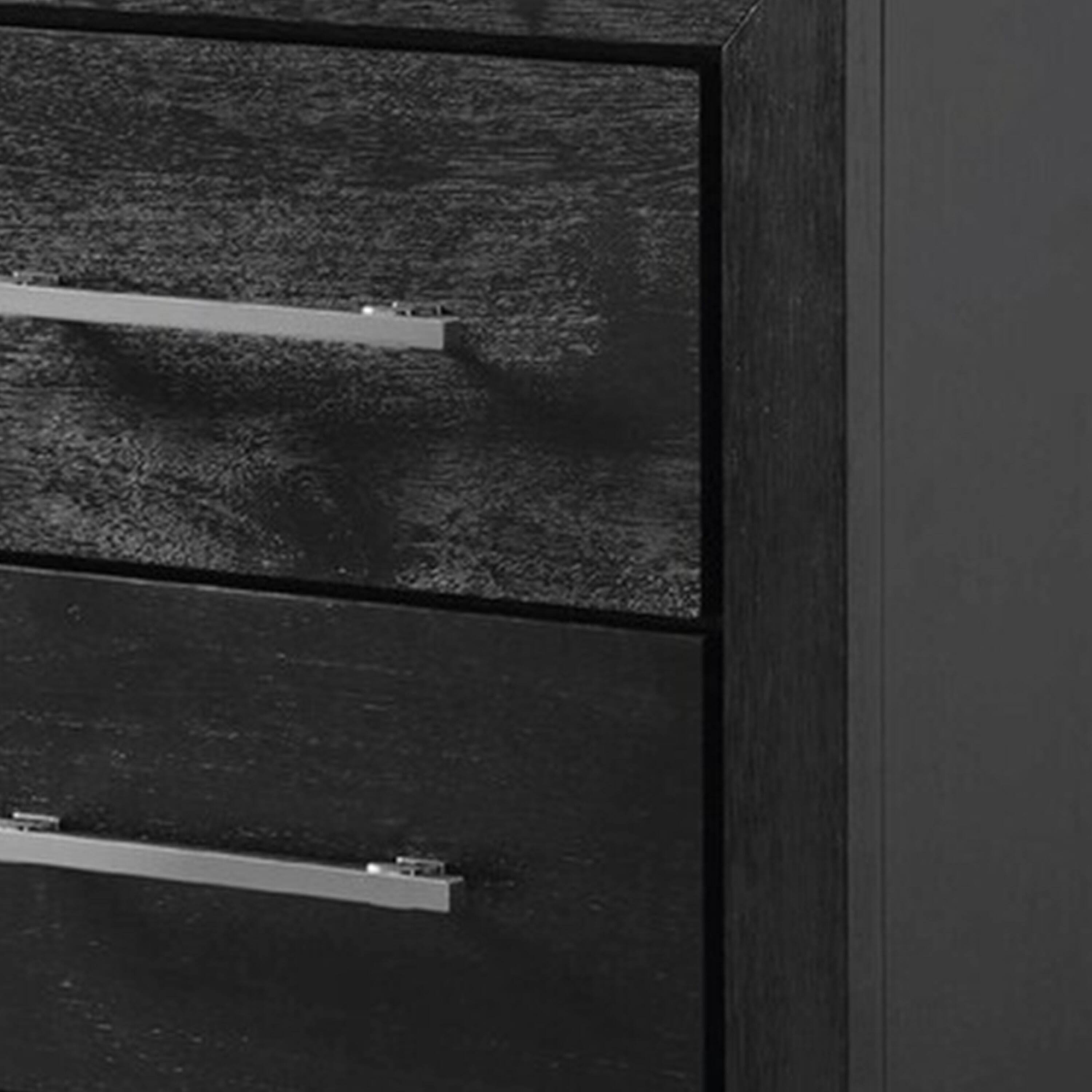 Alt View 1. Manhattan Lane - Ashen Nightstand w USB, 2 Drawers,26 Inch - Black, Chrome, Nickel.