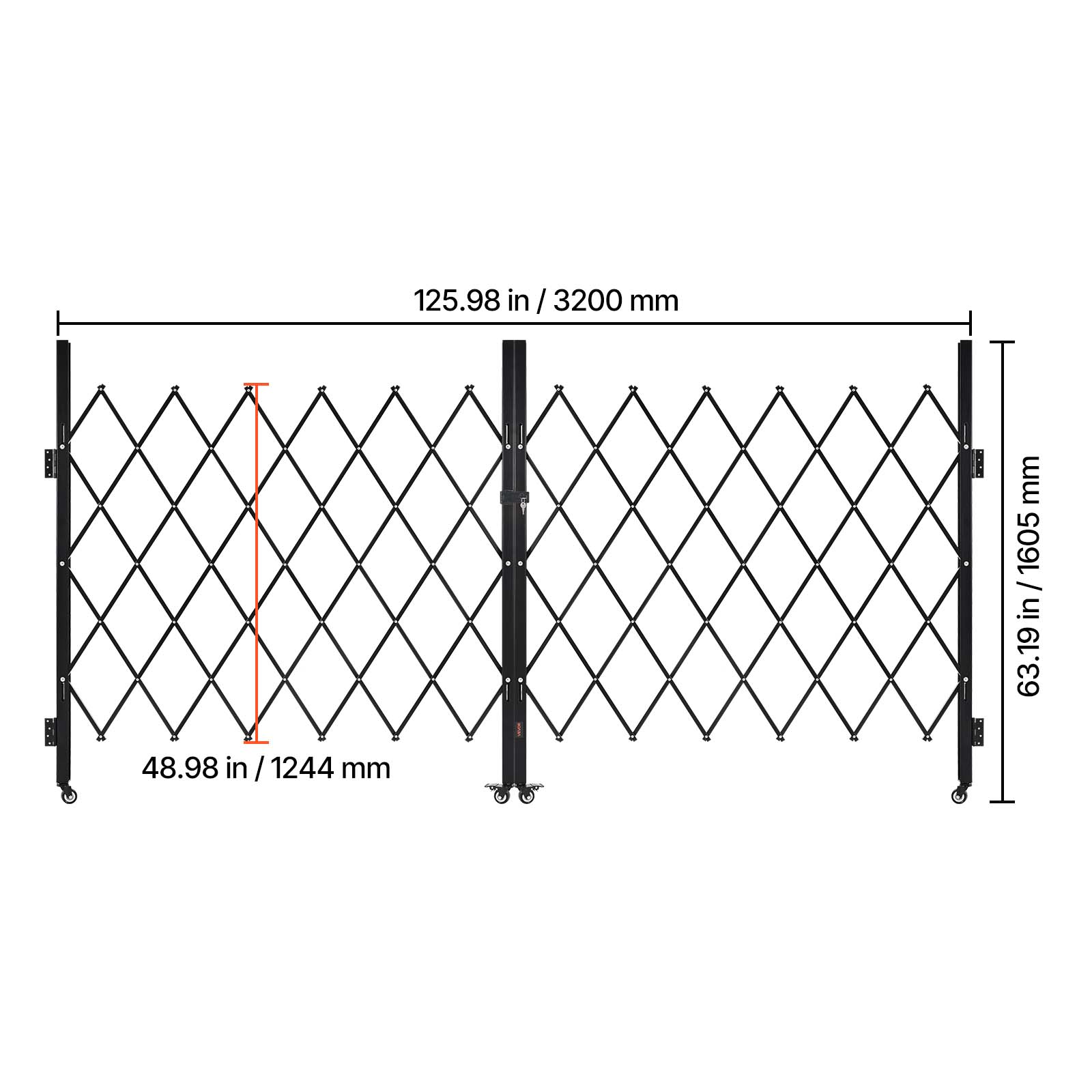 125.98 in / 3200 mm  
63.19 in / 1605 mm  
48.98 in / 1244 mm