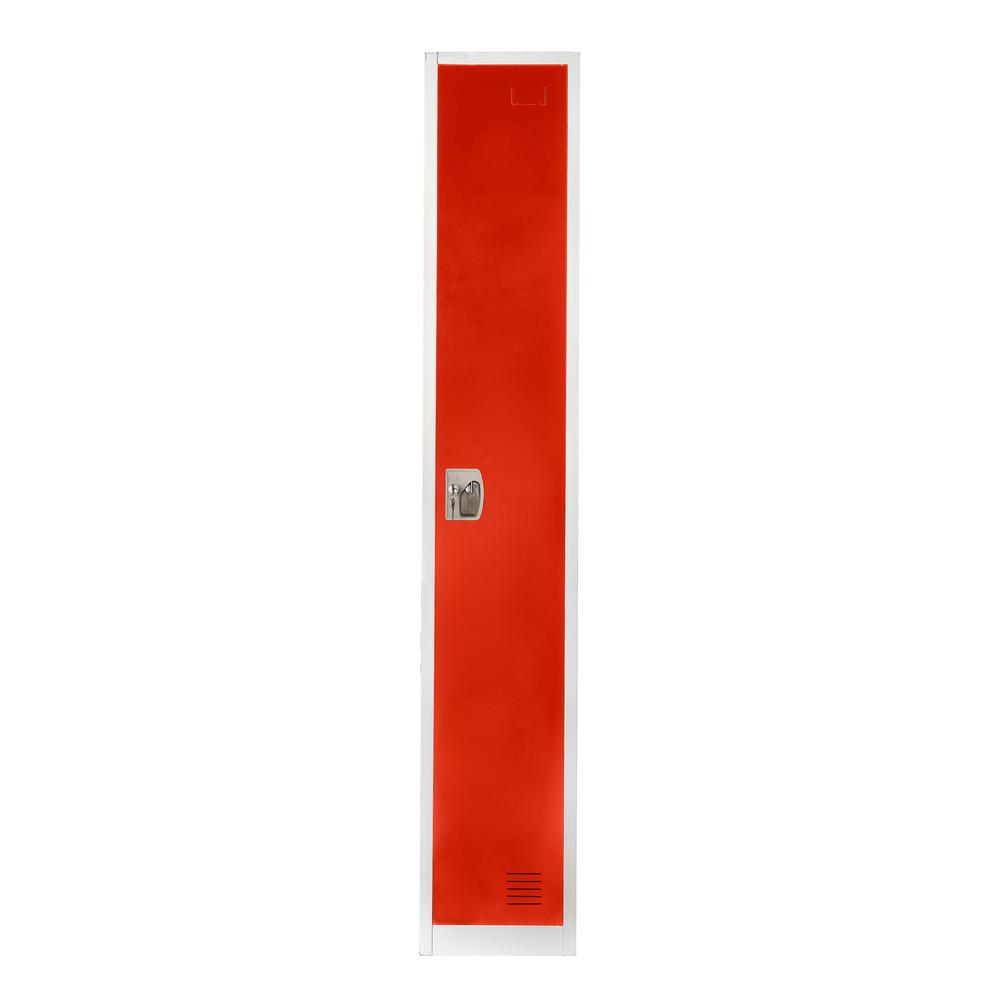 Alt View 2. AdirOffice - 629-Series 72" H 1-Tier Steel Key Lock 2-Shelf Locker with Key Lock - Red.