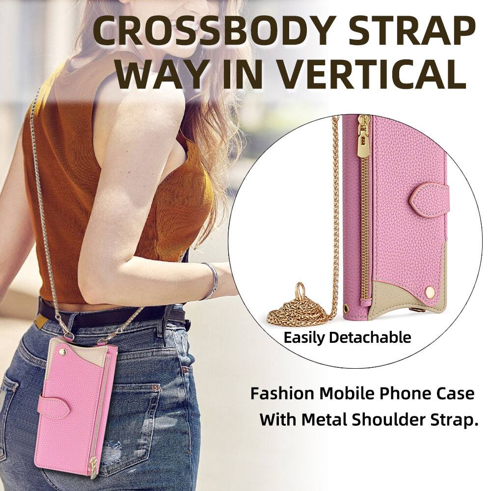 CROSSBODY STRAP WAY IN VERTICAL

Easily Detachable

Fashion Mobile Phone Case With Metal Shoulder Strap.