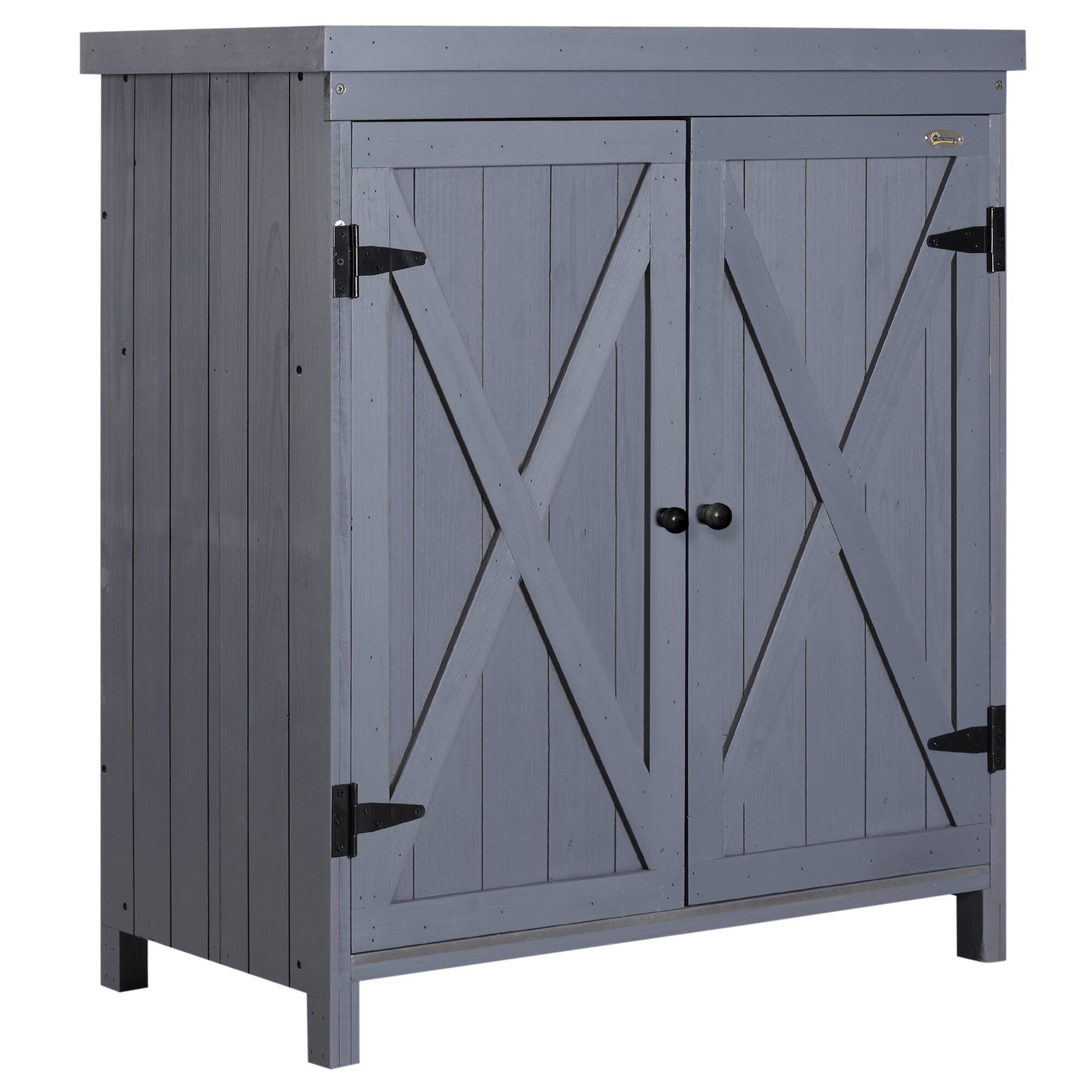 Outsunny - Outdoor Storage Cabinet, Outdoor Tool Shed with Galvanized Top and Two Shelves for Yard Tools or Pool Accessories price history on PriceWatchPro