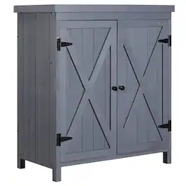 Outsunny - Outdoor Storage Cabinet, Outdoor Tool Shed with Galvanized Top and Two Shelves for Yard Tools or Pool Accessories