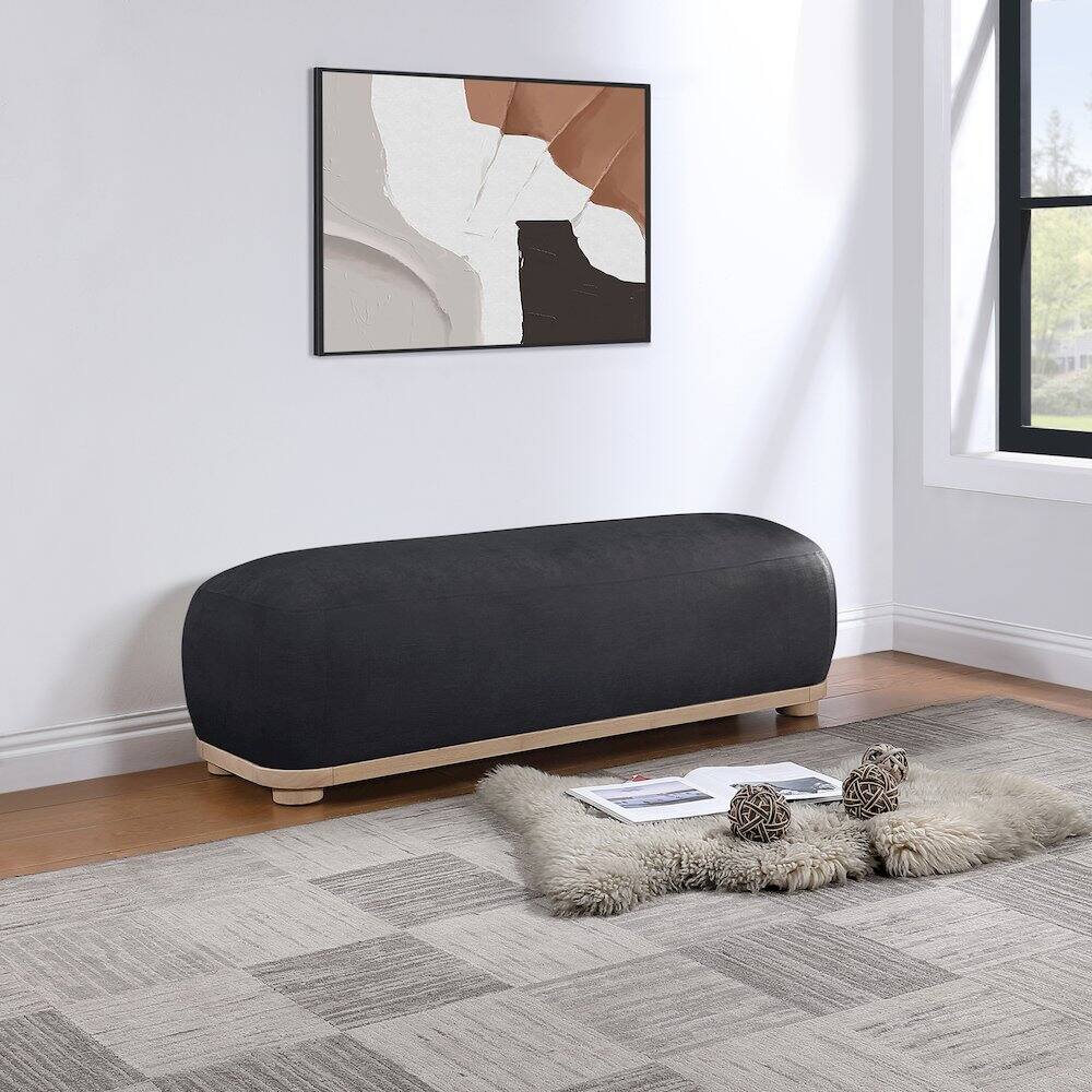 Alt View 1. Meridian Furniture - Calum Black Chenille Fabric Bench - Black.