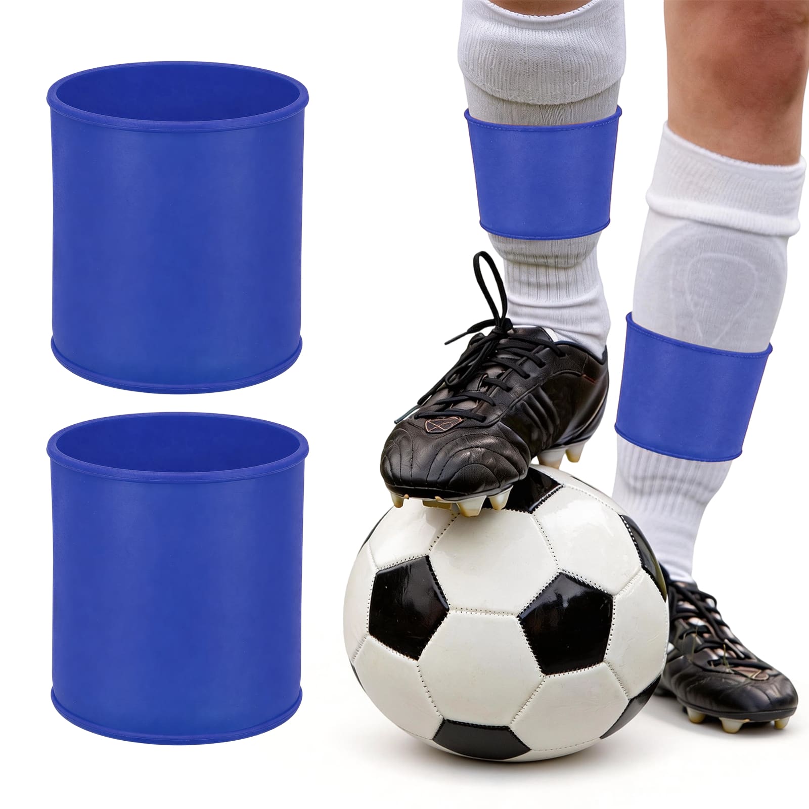 Unique Bargains - Silicone Soccer Leg Bands, Non-Slip Shin Guard Straps to Hold Guards Sleeves Sports Leg Band 1 Pair Size M - Blue price history on PriceWatchPro