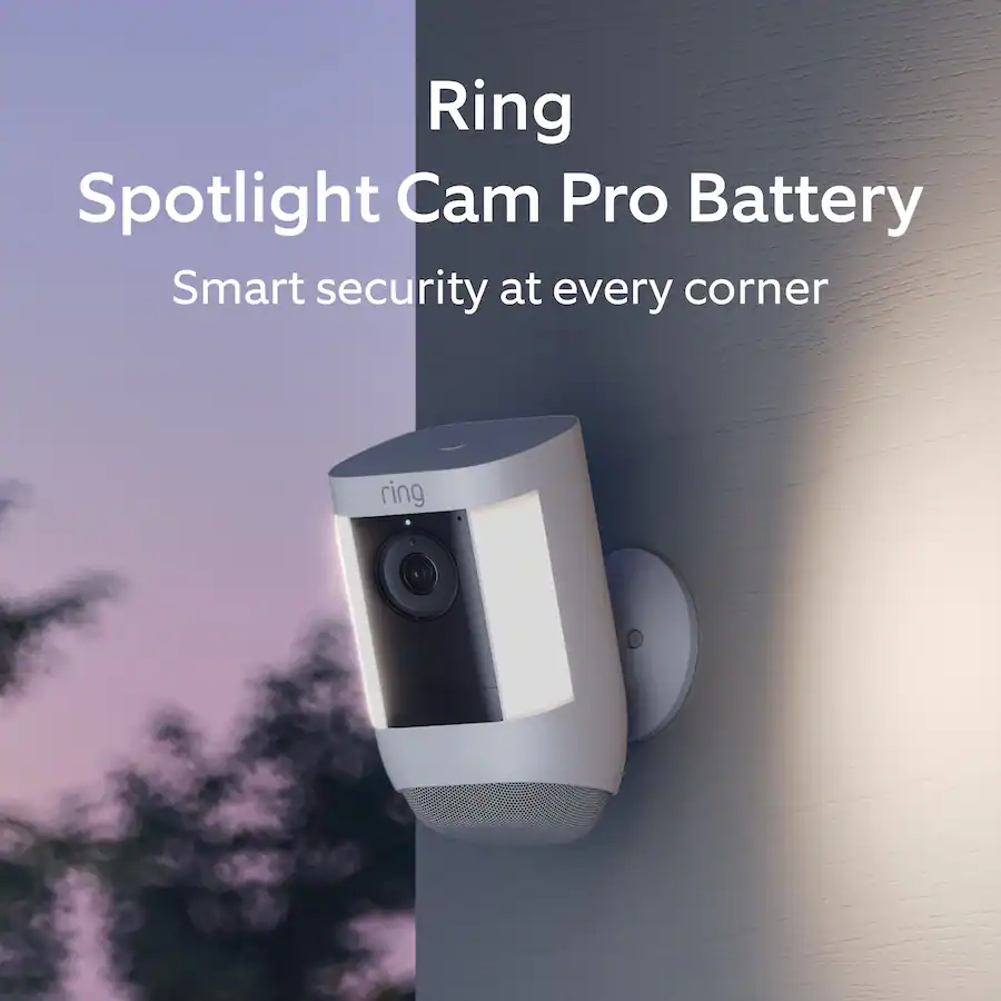Spotlight Cam Pro, Battery with 2K Video and Ring Vision, LED