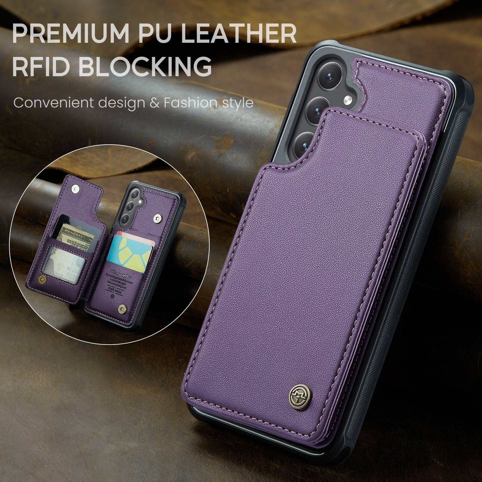 PREMIUM PU LEATHER RFID BLOCKING  
Convenient design & Fashion style
