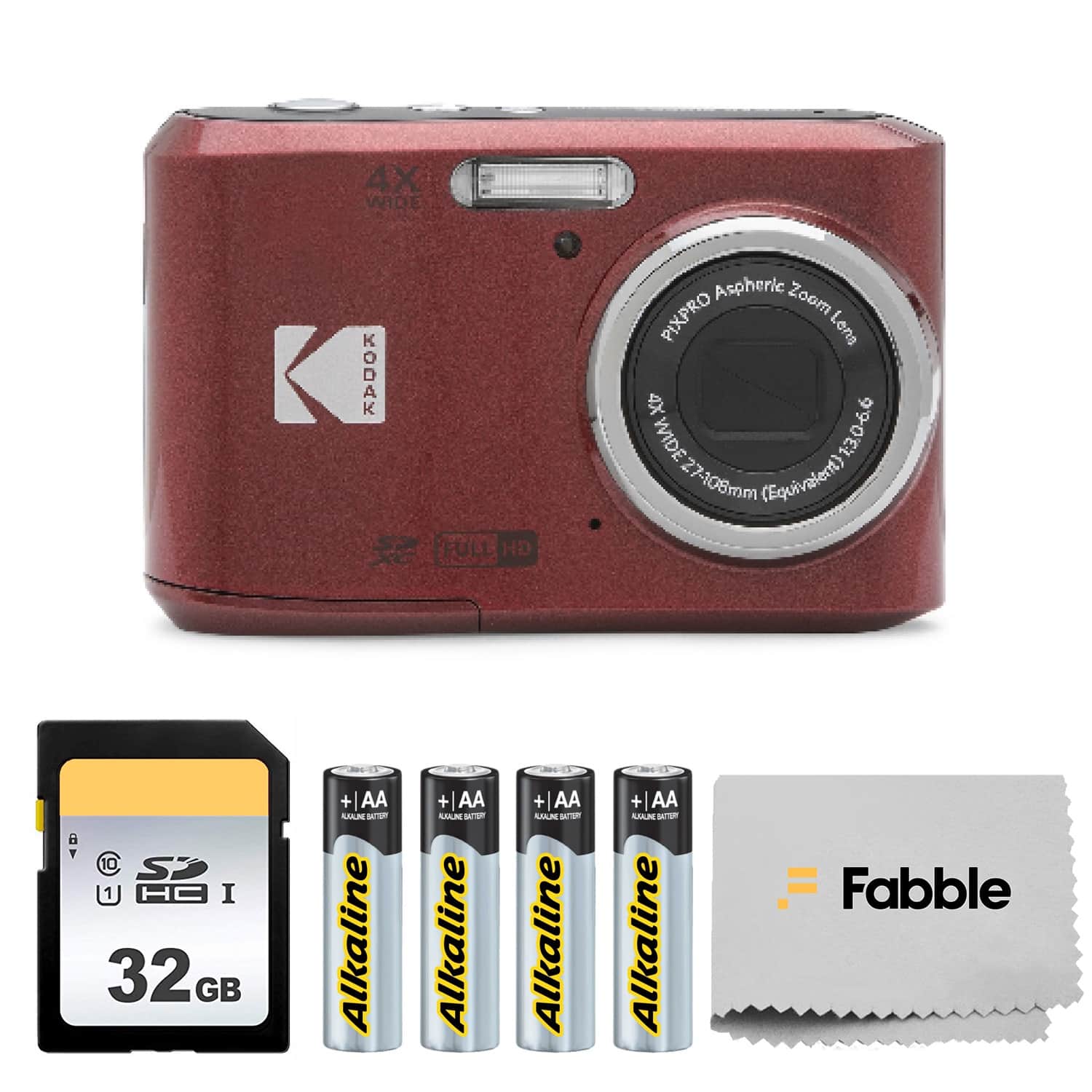 Kodak - PIXPRO FZ45 16MP Digital Camera with 4X Optical Zoom 27mm Wide Angle and 2.7" LCD Screen Bundle with 32GB SD Memor - Red