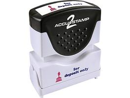 Accu-Stamp - For Deposit Only Rectangle Pre-Inked Stamp, Blue and Red Ink, 1 5/8 x 1/2" (035523) - Blue/Red