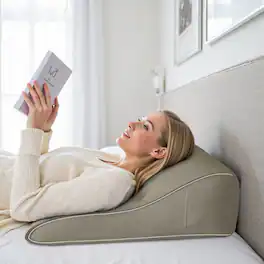wowmax - Velvet Sit-Up Pillow - Adult Reading Cushion w/Zipper - (20x9x22in) - Camel