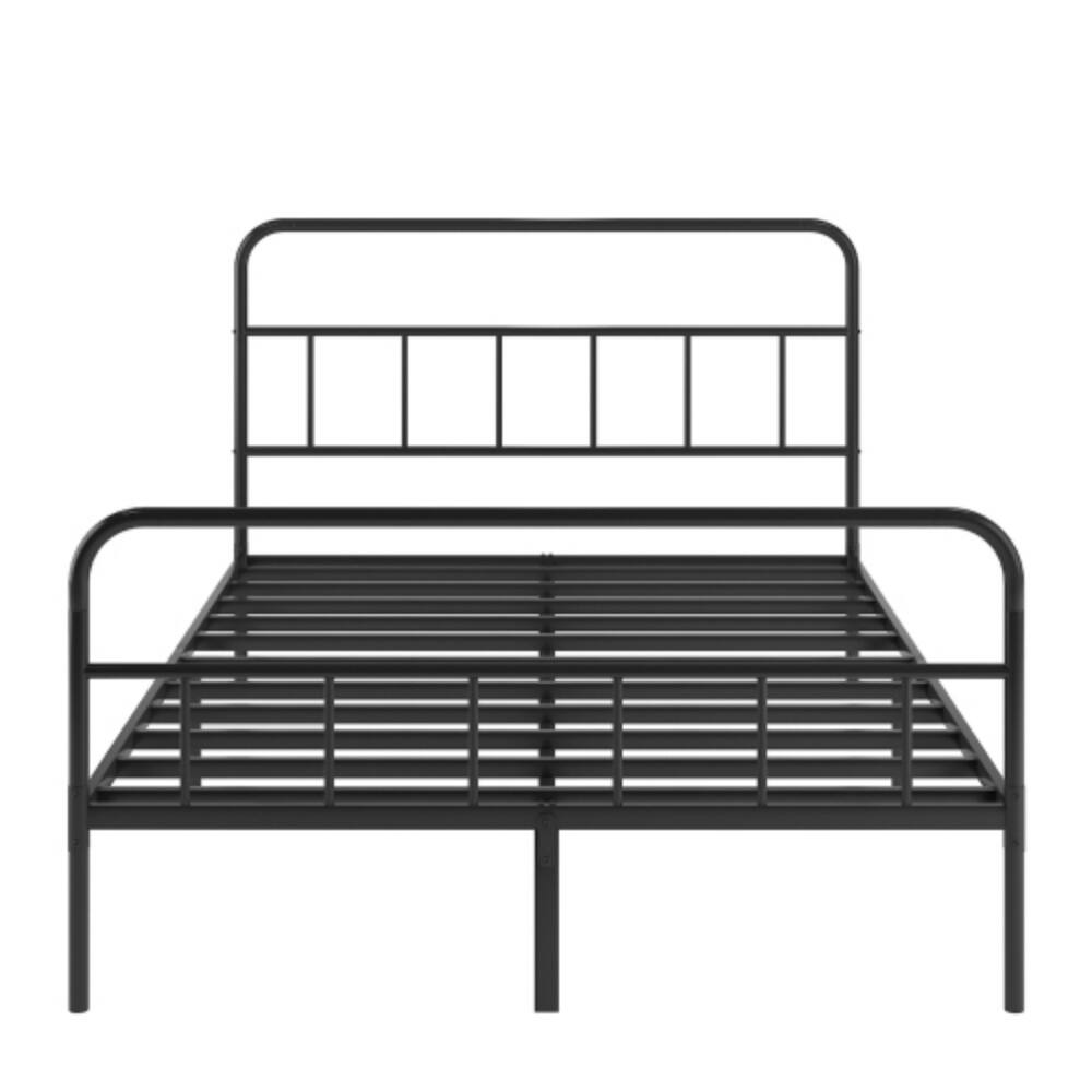 Left. LUCKY ONE - Queen Size Foldable Platform Bed Frame with Headboard, Heavy Duty Metal Slats, Noise-Free, No Box Spring Needed - Black.