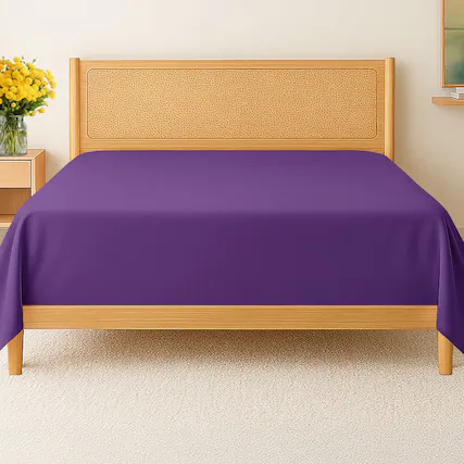Front. CGK Linens - Premium Flat Sheet Ultra Soft & Breathable - Cozy & Wrinkle Resistant Top Sheet - King - Purple.