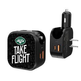 Keyscaper - New York Jets Black 2-In-1 USB A/C Charger - Black