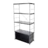Front. LeisureMod - Etagere 4-Shelf Industrial Bookcase with Black Steel Frame and Melamine Shelves Open Storage for Living Room and Office - Black.