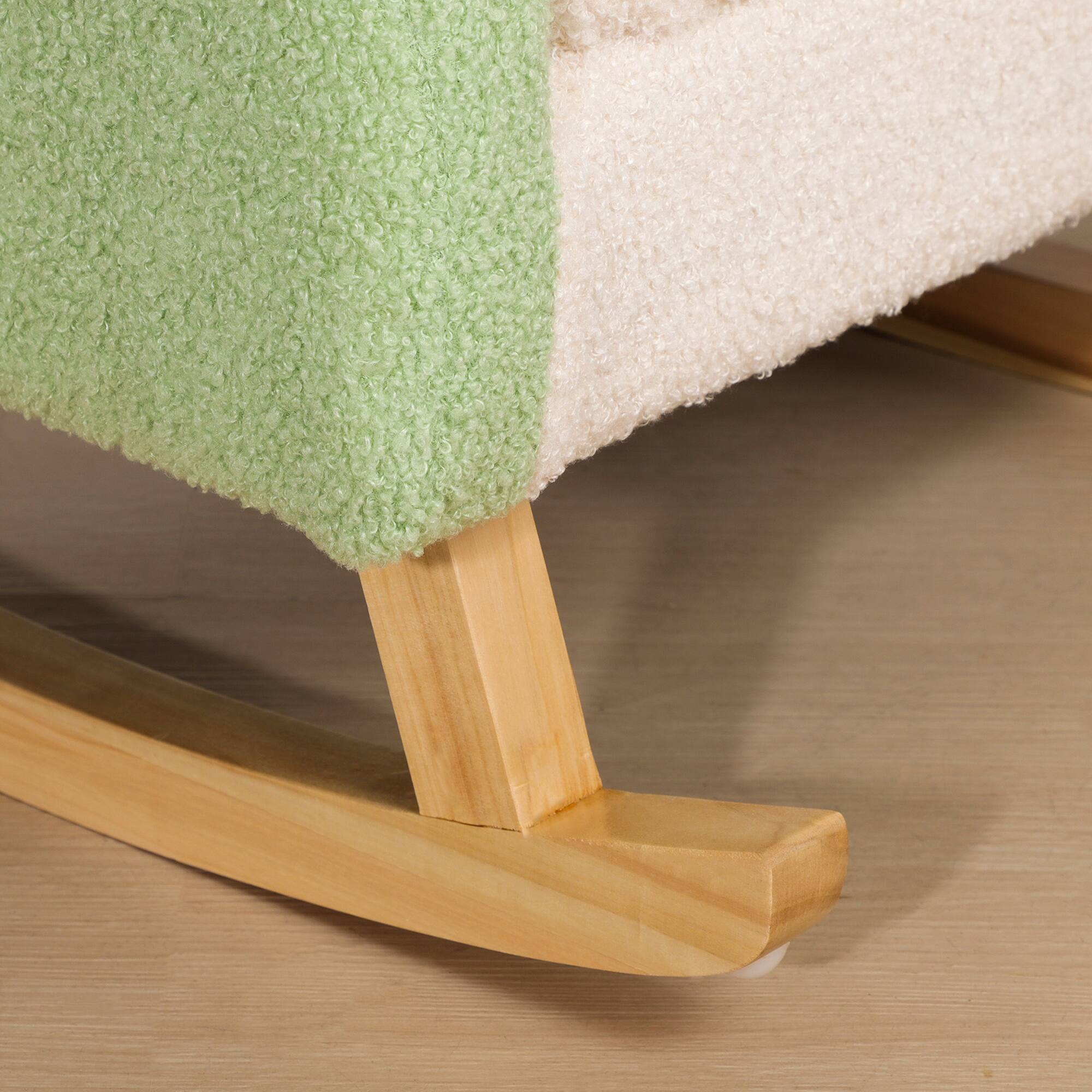 Alt View 5. Qaba - Kids Sofa, Toddler Rocking Chair, Solid Wooden Frame, Faux Lamb Fleece Fabric, Kids Arm Chair, Nursery, Ages 2-3 years - Green.