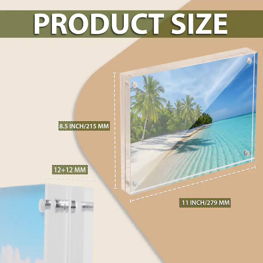 Display Frame Options BP4U 8.5x11 Inch Tabletop Acrylic Picture Frame, 12+12MM Double Sided ...